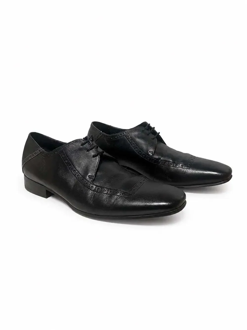 Ted Baker men black leather wingtip oxford dress shoes size 8